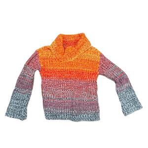 CHELSEA & THEODORE rainbow knit turtleneck sweater Size S